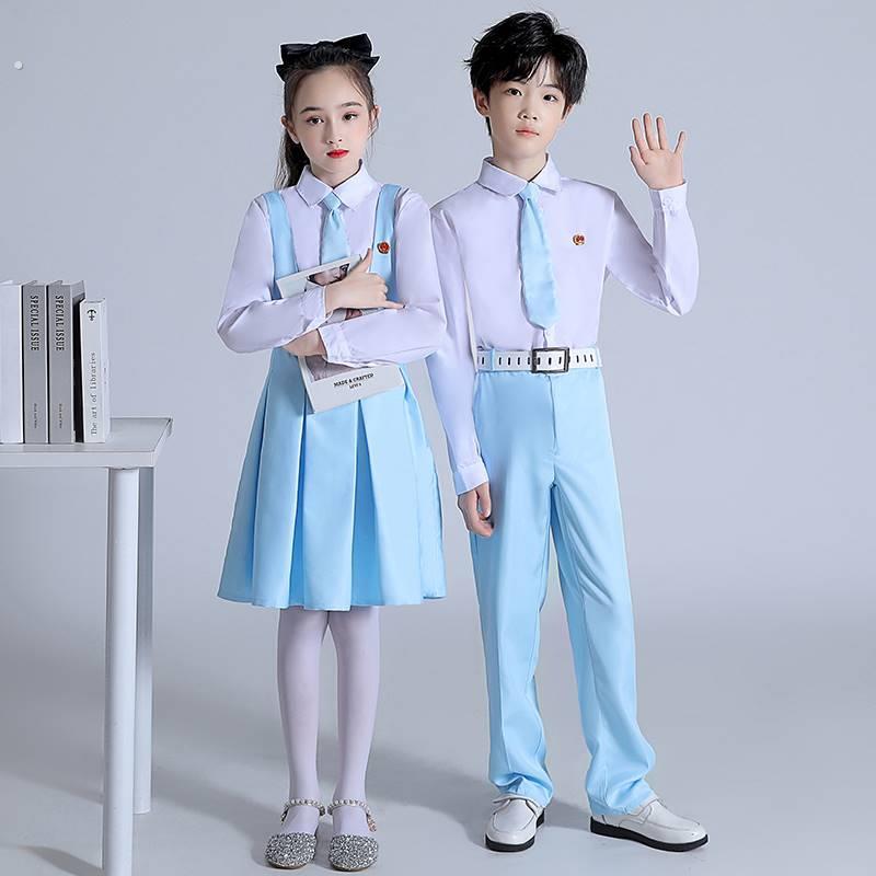 儿童大合唱演出服男女童主持服装中小学生诗歌朗诵表演服英伦套装