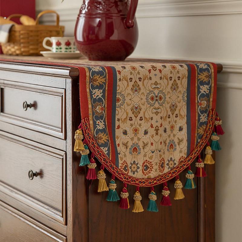 IOTC美式覆古桌旗轻奢茶几餐桌布长条电视柜鞋柜台面盖巾床尾巾