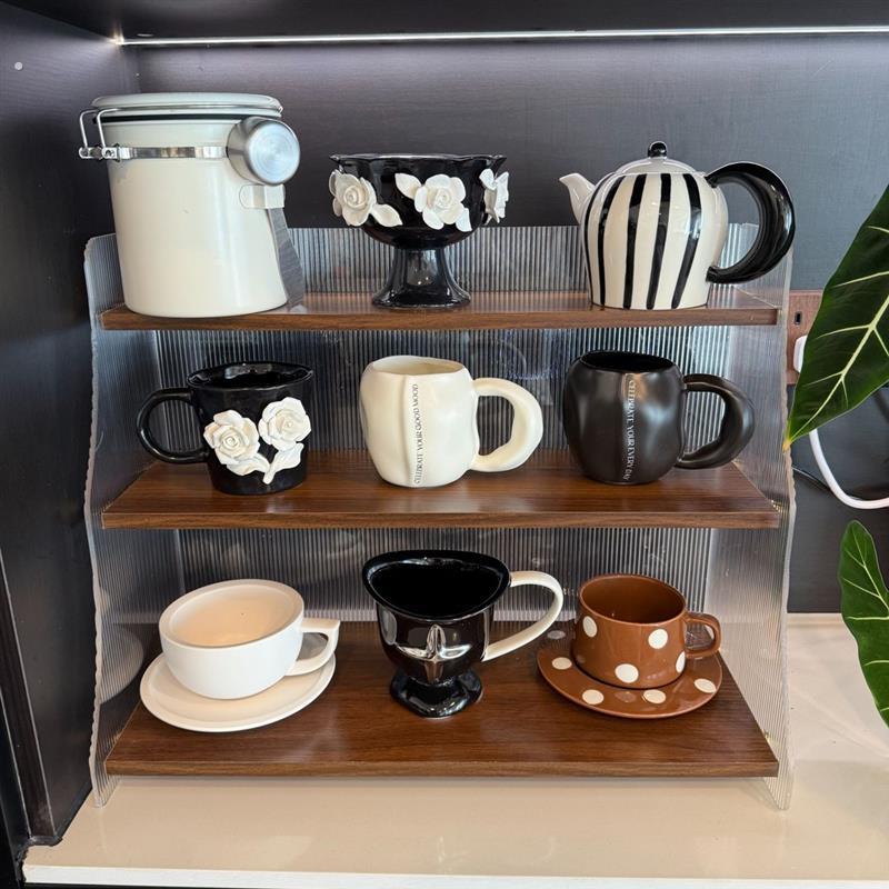 2025新款桌面置物架水杯架家用轻奢风茶吧台多层展示杯架