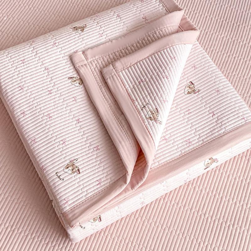 ins双层纱水洗棉床盖三件套双面可用榻榻米床垫夹棉床单单件床褥