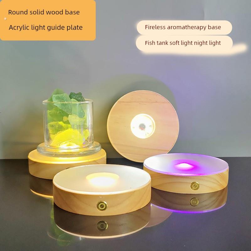 led发光杯垫酒杯底座灯酒吧鸡尾酒调酒杯垫高级感轻奢木头家用款