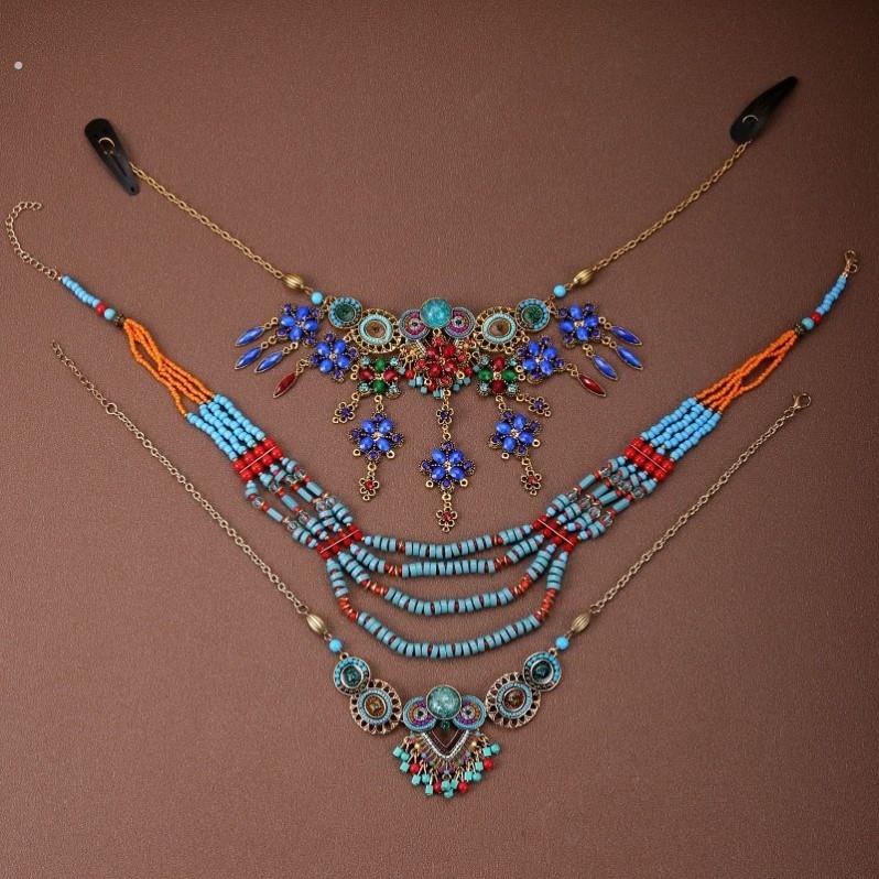 异域民族风额头链藏式头链波西米亚项链女复古套装旅拍照头饰发箍