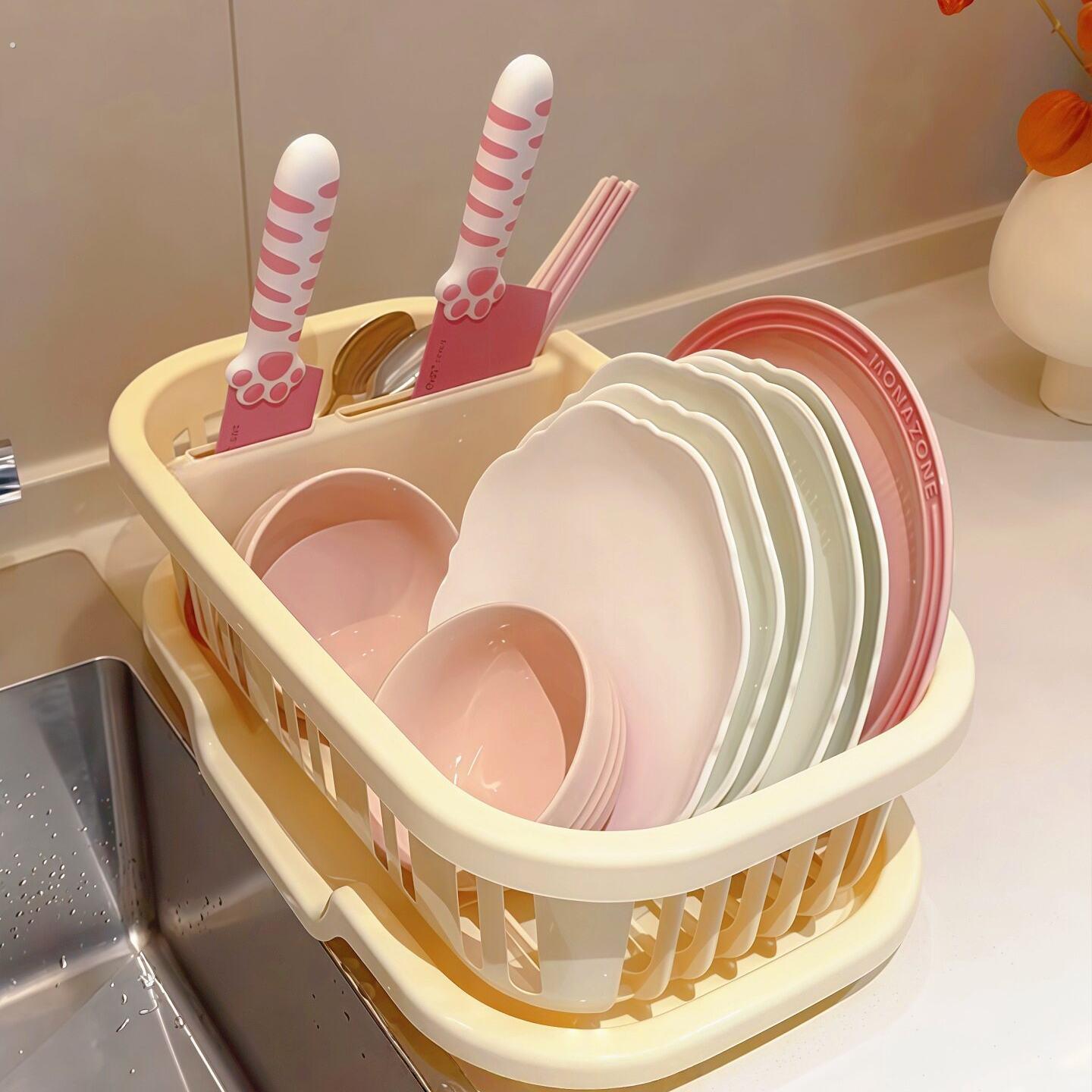 厨房放碗碗碟收纳架家用台面沥水碗盘架多功能餐具架托碗筷放置盒