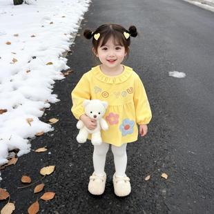 罩衣女宝宝冬外穿洋气围兜儿童吃饭防水防脏围裙女童长袖 反穿罩衣