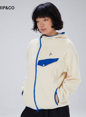 TRIP&CO2025新款男女同款复古休闲舒适宽松华夫格拉链开衫外套