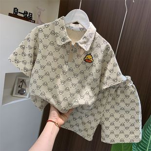 polo衫 25新款 小黄鸭男童夏款 套装 t恤两件套 儿童夏装 网红宝宝短袖