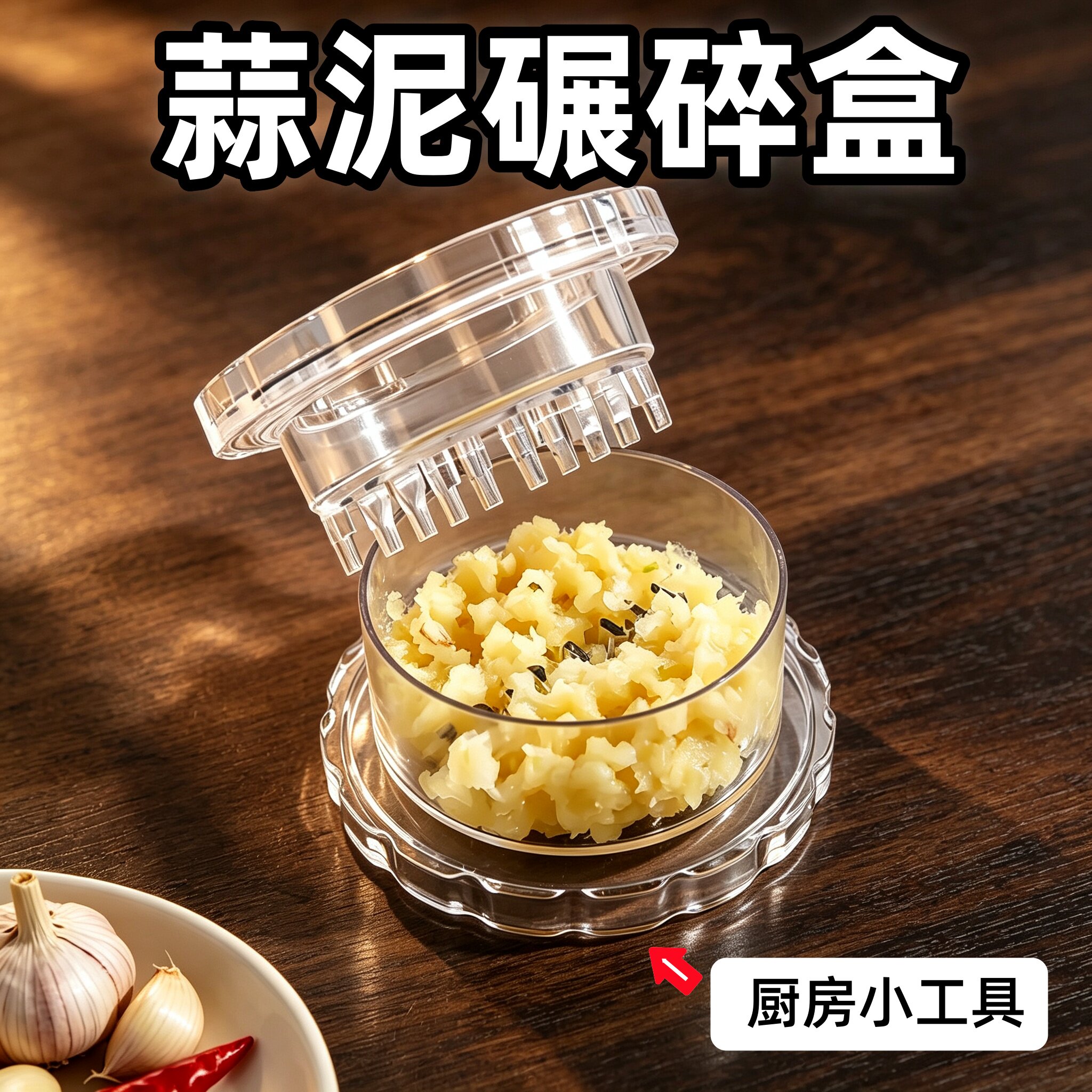 按压捻蒜盒蒜蓉搅碎器捣蒜器压蒜器搅蒜器厨房创意打蒜器蒜泥神器