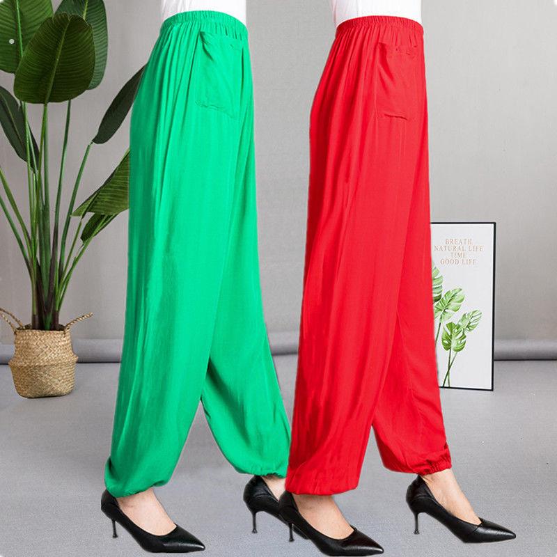 棉绸太极裤中老年男女同款晨练跳舞灯笼裤武术练功裤鬼步舞长裤夏