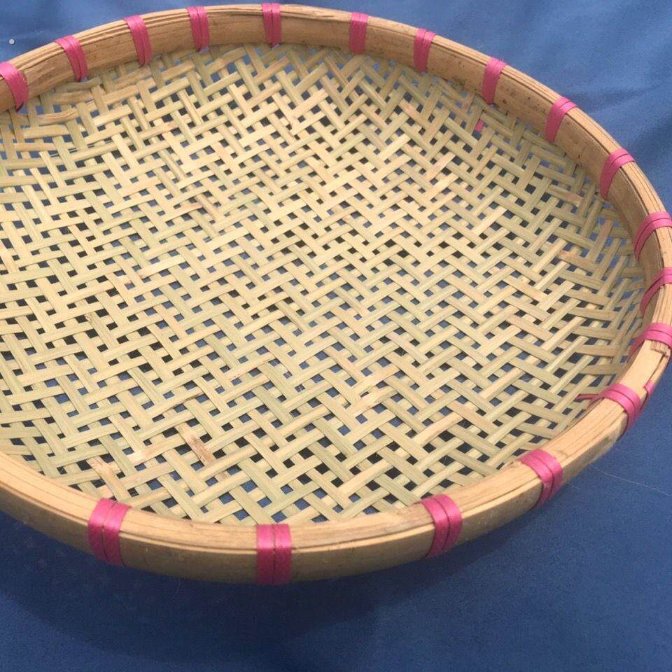 簸箕竹编织品无孔有孔晾晒竹筛笸箩竹匾幼儿园绘画装饰饭厅竹盘子