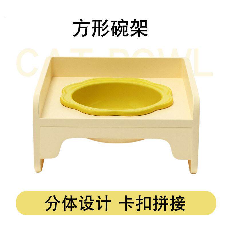 猫碗双碗陶瓷方块碗猫用饮水碗不易翻猫咪防漏食幼猫粮碗宠物食盆