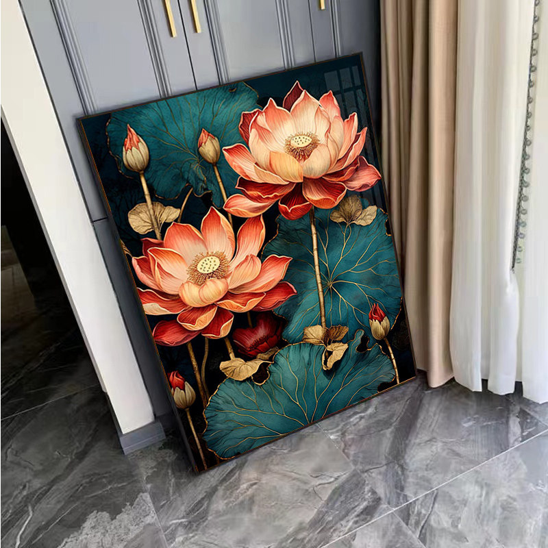 中国风好运莲莲钻石画满钻莲花手工十字绣点贴画,居家布艺,钻石绣,淘宝优惠券,粉丝福利购,淘宝优惠卷