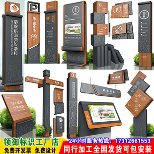 景区木纹导览图停车场指示牌仿古导视牌精神堡垒导向公园户外立牌