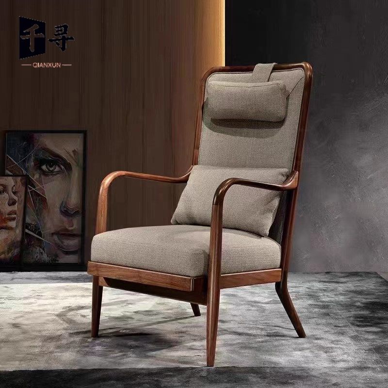 意式单人沙发扶手椅客厅阳台休闲椅胡桃木色高背椅老虎椅,住宅家具,沙发椅,淘宝优惠券,粉丝福利购,淘宝优惠卷