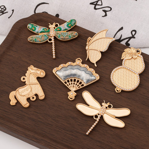 纤纤宋锦手工diy古风蜻蜓吊坠挂件胸针底胚配件材料 包布贴皮空托 - 封面