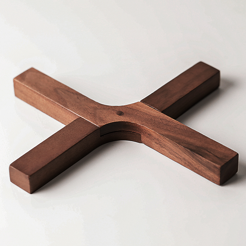 爱悦居实木胡桃木可折叠砂锅垫子隔热垫家用桌垫耐热餐桌锅盘垫