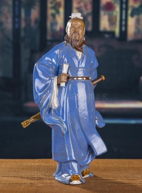 中式古典人物雕塑石湾公仔 三国枭雄曹操 家居装饰陶瓷工艺品