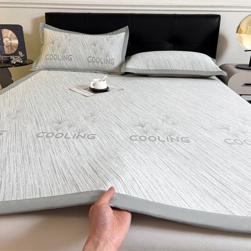 高端凉席冰丝席三件套夏天可水机洗冰感1.8m软席空调席子2025新款