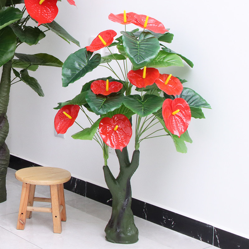 仿真绿植盆栽发财树盆景鸿运当头花落地假花室内植物