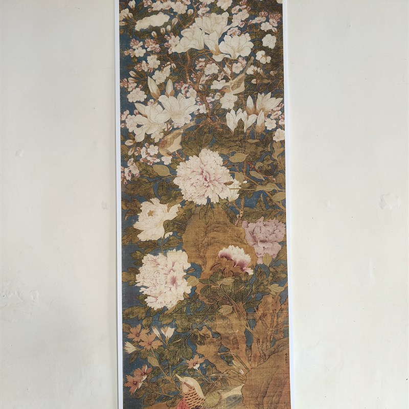 五代徐熙玉堂富贵图国画花鸟条幅绢布画心原大仿古画微喷复制画