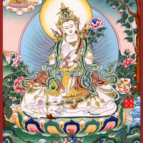 普贤菩热贡西藏尼泊尔手绘版画玄关书房挂画精品