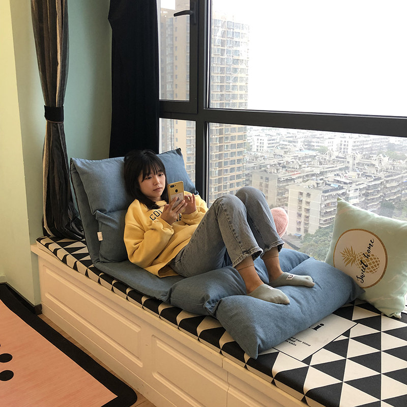 懒人阳台躺卧飘窗床单人折叠可爱网红躺椅女
