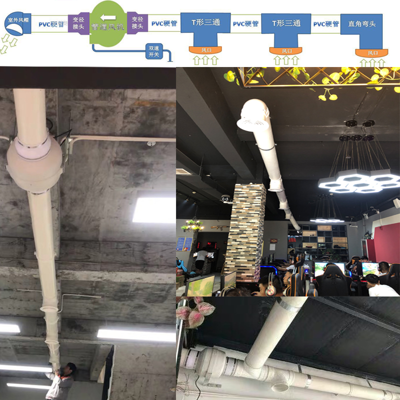 增压管道风机静音强力6寸150火锅店换气扇地下室抽风机排风扇防水