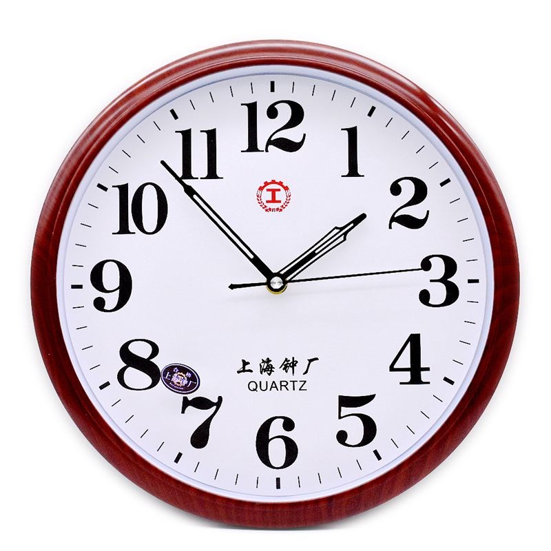 上海钟厂表墙钟现代简约石英钟圆形壁挂静音挂钟