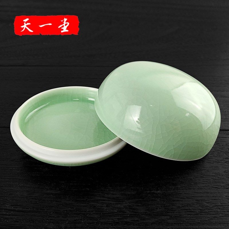 天一堂汝窑豆青高顶陶瓷印泥盒印泥缸书画篆刻瓷盒书法印泥盒,文具电教/文化用品/商务用品,可爱印泥,淘宝优惠券,粉丝福利购,淘宝优惠卷
