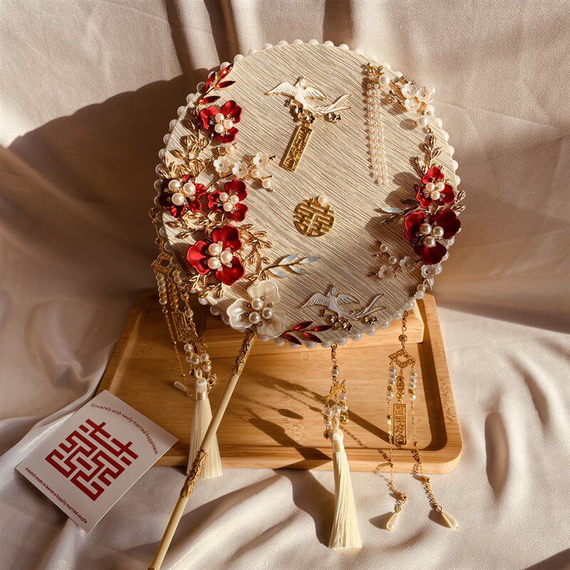 新娘喜扇手工秀禾服团扇新中式婚礼结婚喜扇子y材料包成品,家居饰品,工艺扇/团扇/喜扇/折扇,淘宝优惠券,粉丝福利购,淘宝优惠卷