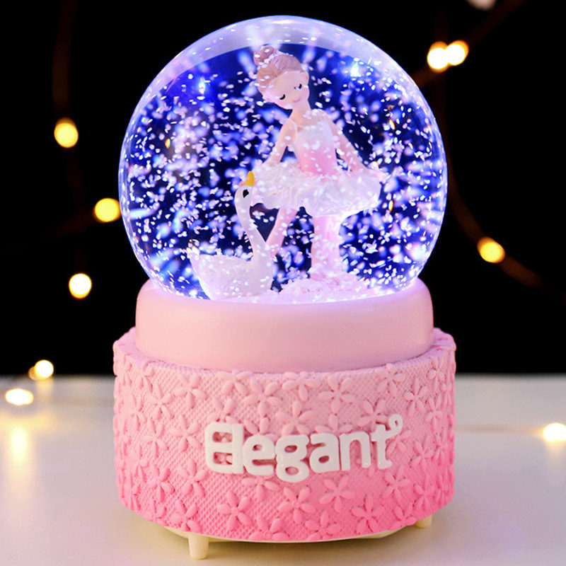 水晶球女孩音乐盒八音盒儿童旋转跳舞芭蕾公主夜灯女童女生日