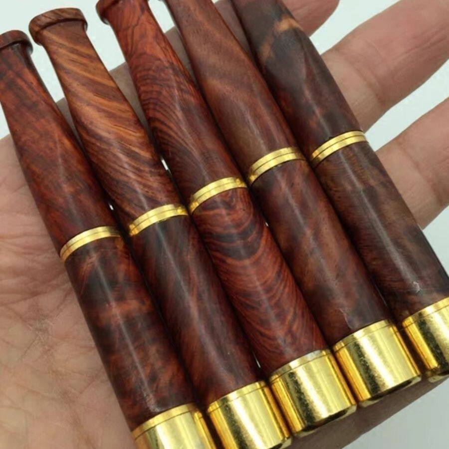 海南黄花梨花梨木烟嘴粗细实木红木过滤器清洗循环型两用木质烟具