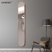 窄边穿衣镜全身镜子挂墙粘贴打孔试衣镜小户型贴墙镜