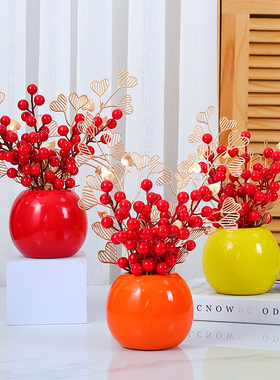 红果发财果仿真花假花摆设花摆花过年花家居花束