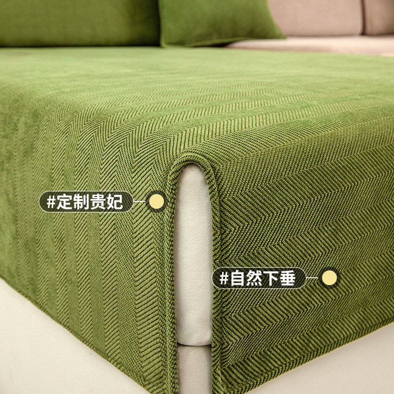 简约色雪尼尔垫通用 现代座垫盖布加厚滑