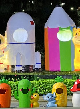 动物垃圾桶幼儿园创意环卫果皮箱户外景区公园玻璃钢雕塑