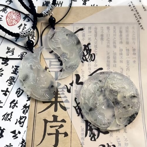 国风墨扣项链男女情侣款佩吊坠生日礼物小众设计高级感轻奢锁骨链
