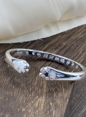 猫爪手镯女招财纳福好寓意ins小众高级感闺蜜开口镯实心新年礼物