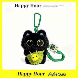 小黑猫包包挂件配饰可爱书包毛绒公仔玩偶钥匙扣送学生礼物情侣