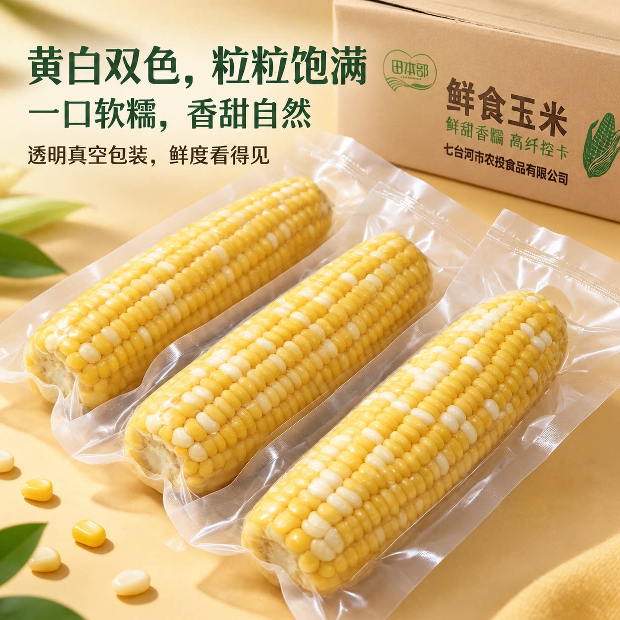 2026年头茬新鲜东北黄白粒糯玉米