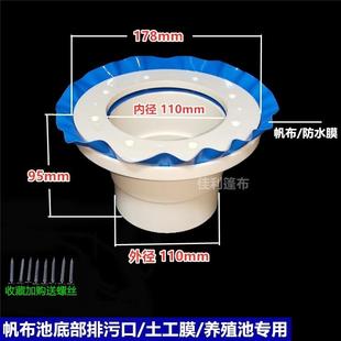 养殖鱼池出水口帆布法兰盘高密度虾池底部排污口防堵防逃排水滤网