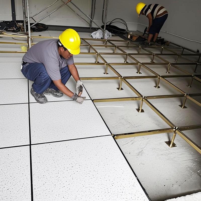 全钢PVC防静电地板600x600机房架空网络活动国标学校监控室抗静电