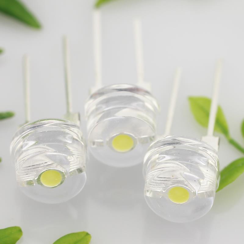 0.5瓦f8草帽正白光红蓝绿黄光led灯珠低衰减高亮照明手电8mm0.5w