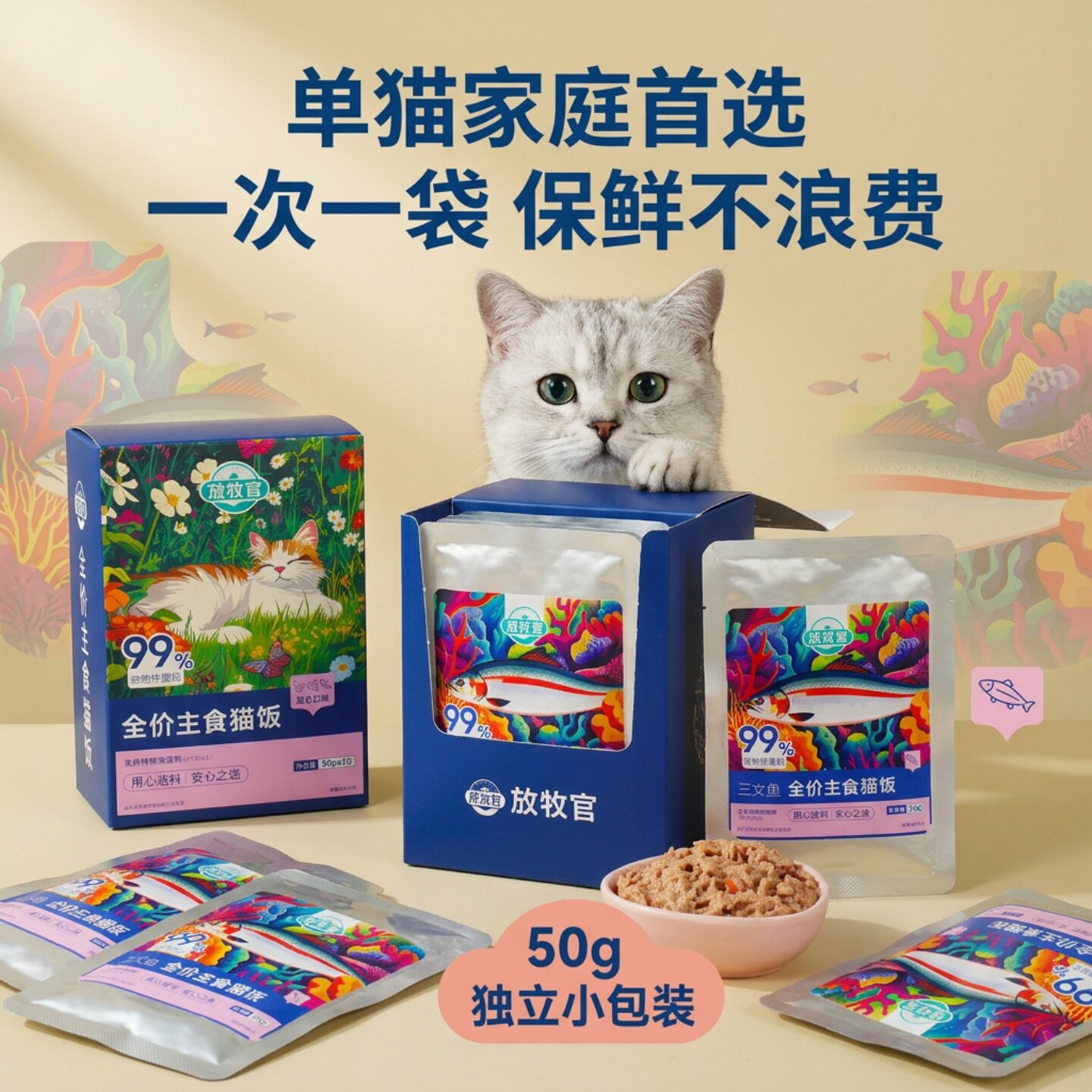放牧官全龄鲜粮主食餐包猫湿粮