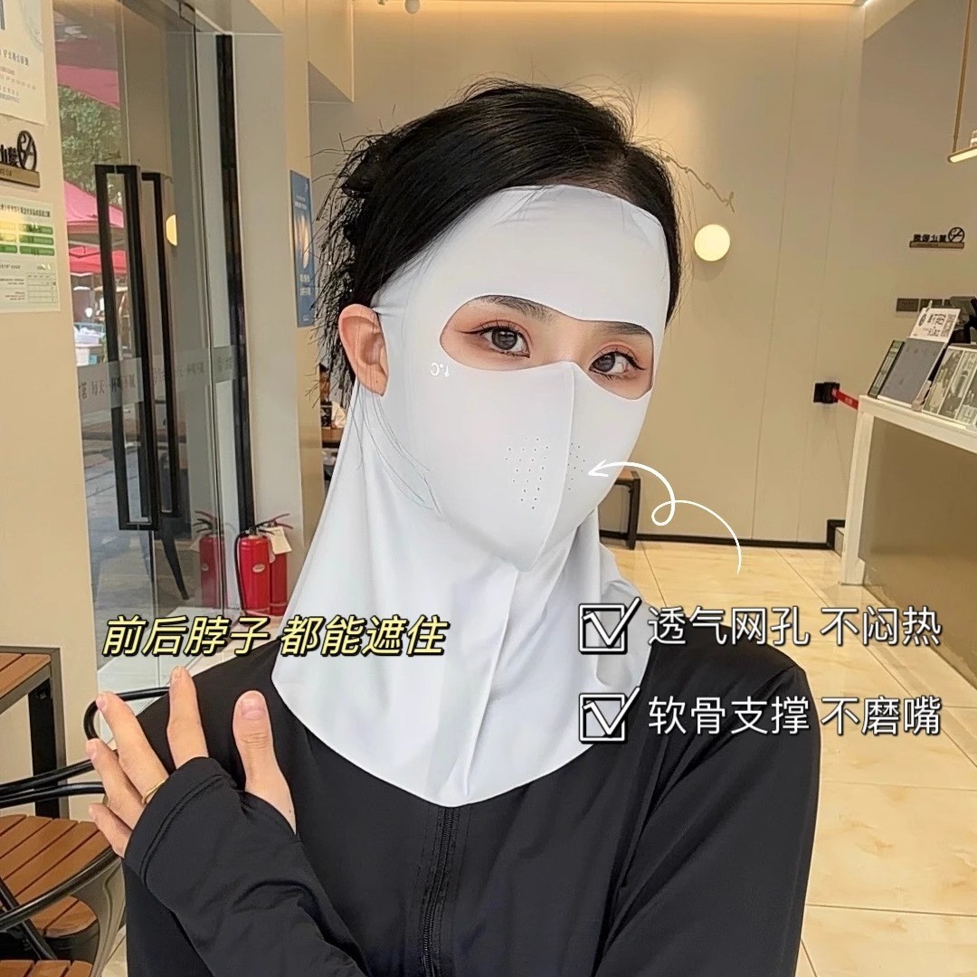 n2冰丝脸基尼女新款高颜值防晒面罩全脸护颈一体式口罩遮阳防紫外