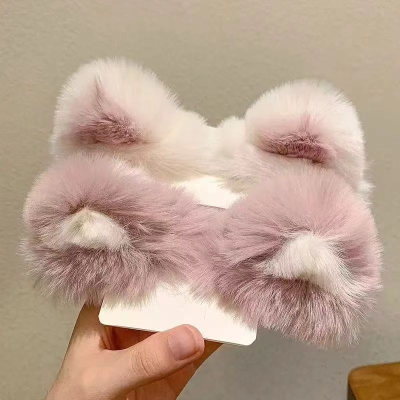 新款毛绒绒可爱猫耳朵发夹儿童头饰秋冬发卡头饰对夹发饰女