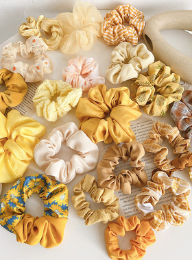 温柔黄色猪大肠发圈可爱肥肠发绳简约ins风大肠圈bm头绳韩版发饰