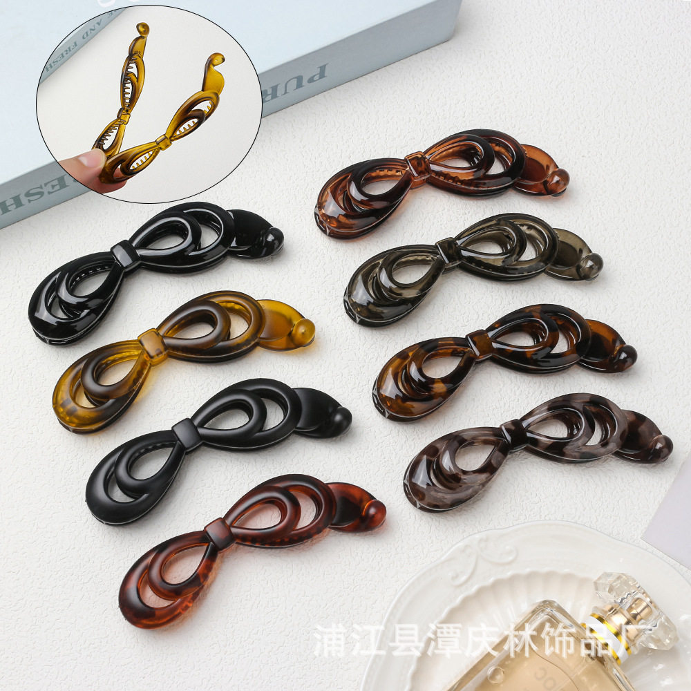 韩版深色系竖夹香蕉夹亚克力马尾夹蝴蝶结发夹发卡树脂夹子发饰