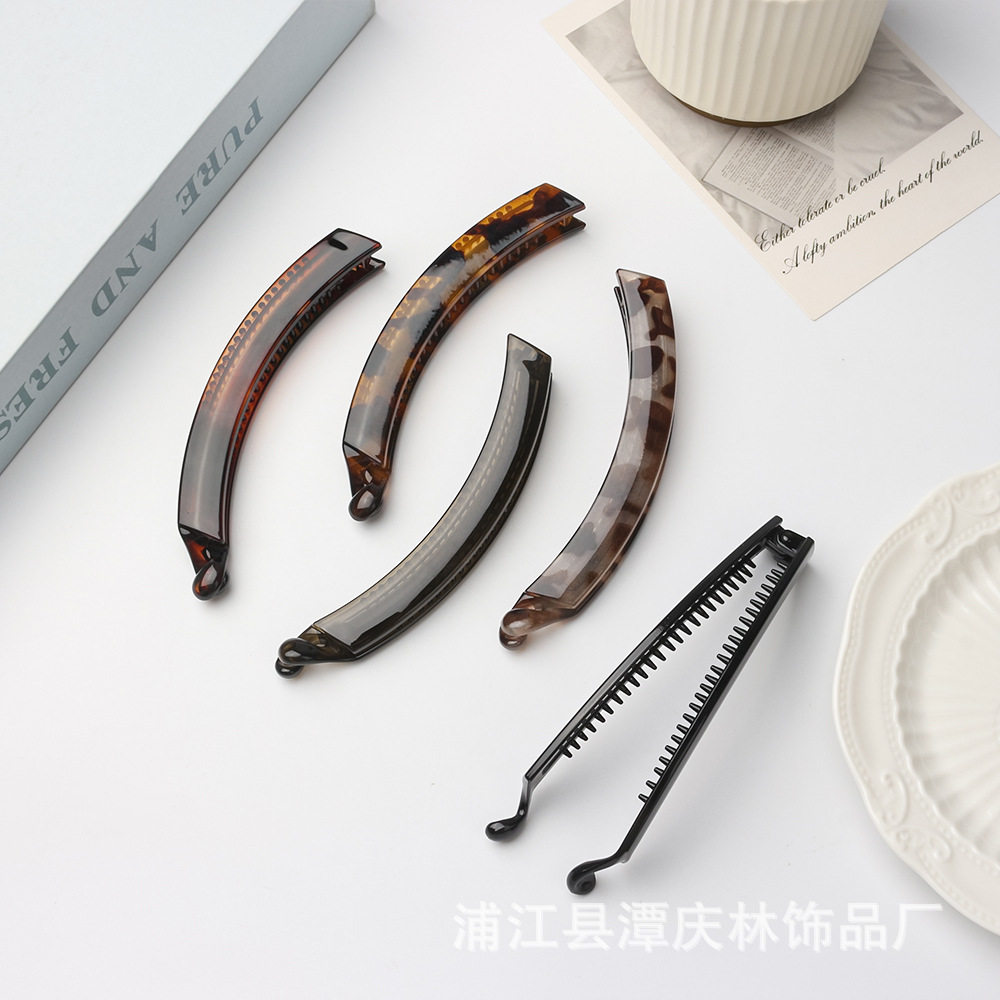 TCB长款大号香蕉夹韩版多发量马尾夹百搭豹纹色系后脑勺发夹发卡
