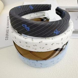 蓝色蝴蝶结气质日韩布艺发箍高颅顶发卡女式时尚百搭发箍头饰新款