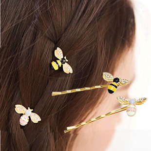 1852小蜜蜂一字夹发夹头饰可爱森女系刘海夹边夹货源